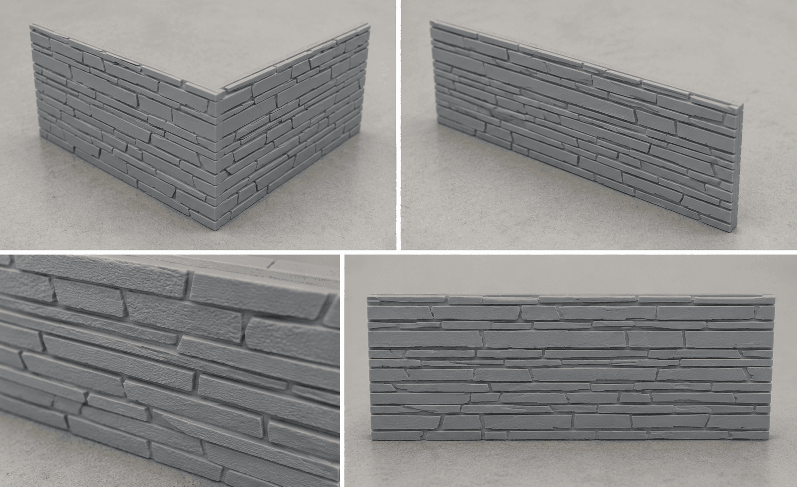 3D tlačené dekoratívne obkladové panely s textúrou kameňa pre altánok, šedé, z materiálu ASA